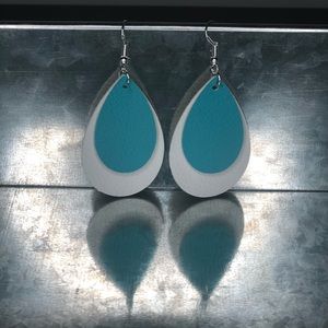 2” Tear Drop Faux Leather Earrings